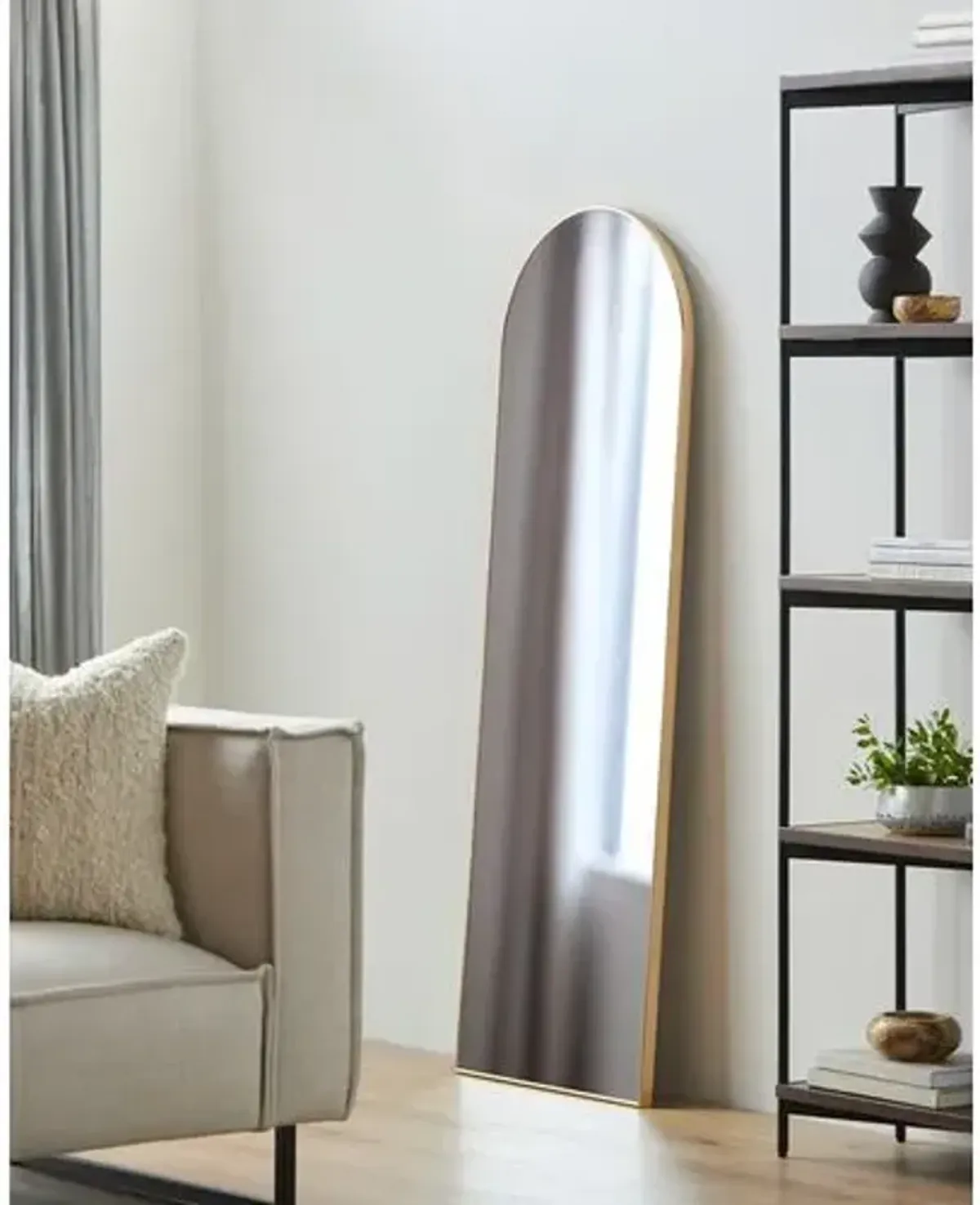 Finch Arched Floor Mirror - Gold