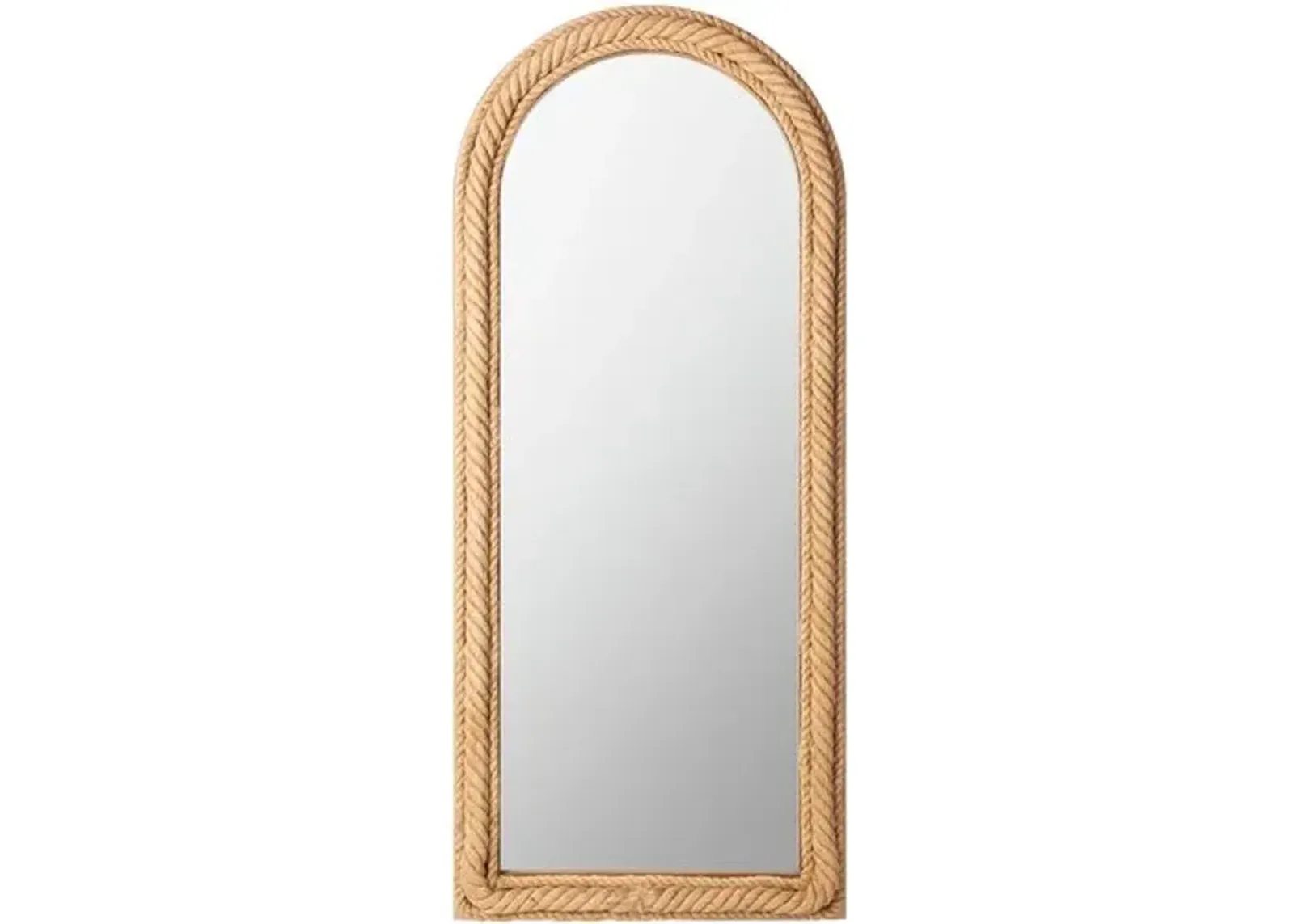 Ruby Jute Braided Arched Floor Mirror - Natural - Brown