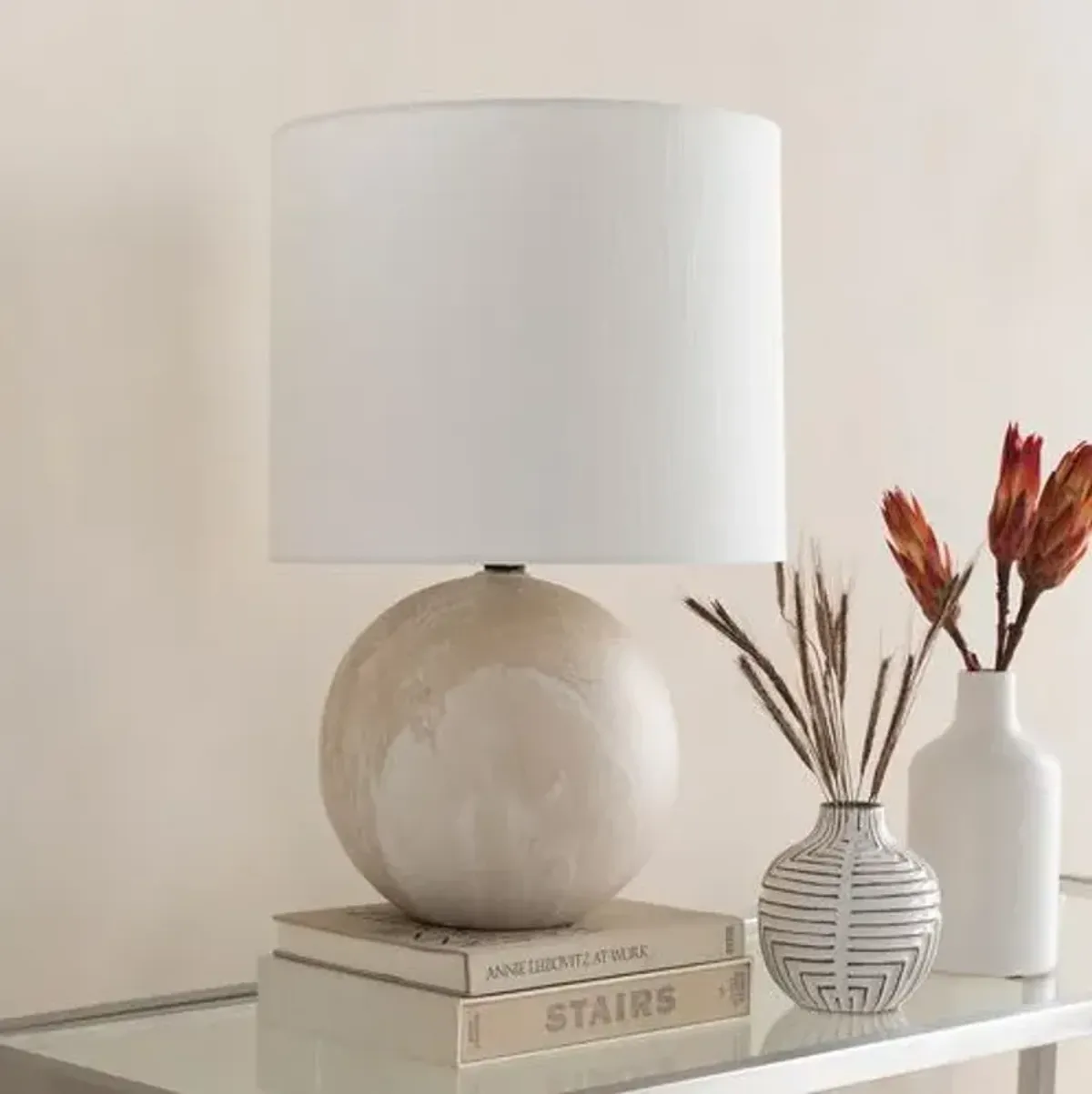 Bruno Ball Table Lamp - White Marbled