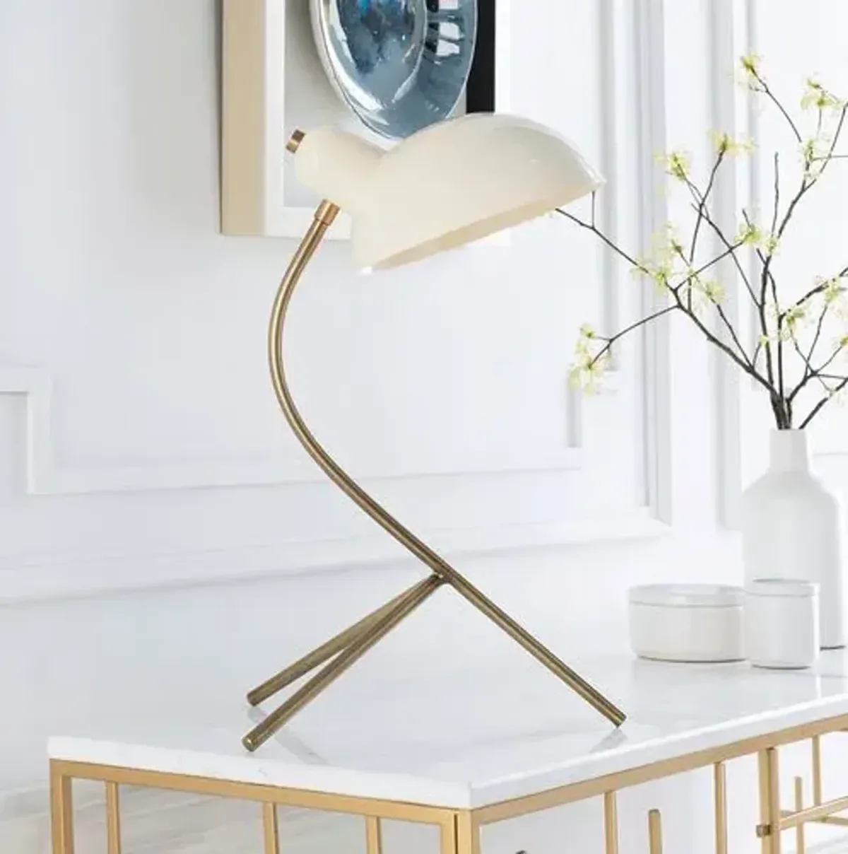 Hattie Task Table Lamp - Brass/Beige - Gold