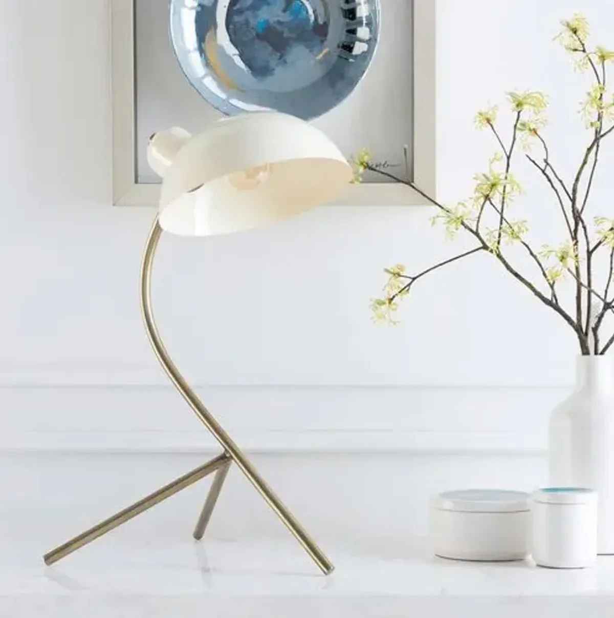 Hattie Task Table Lamp - Brass/Beige - Gold