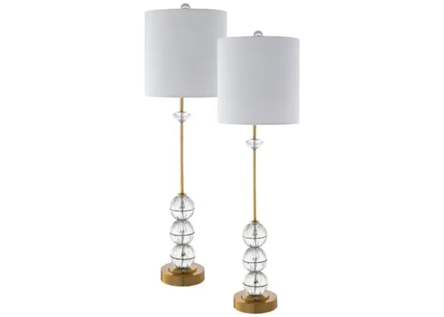 Set of 2 Gesina Buffet Table Lamps - Crystal/Brass - Clear