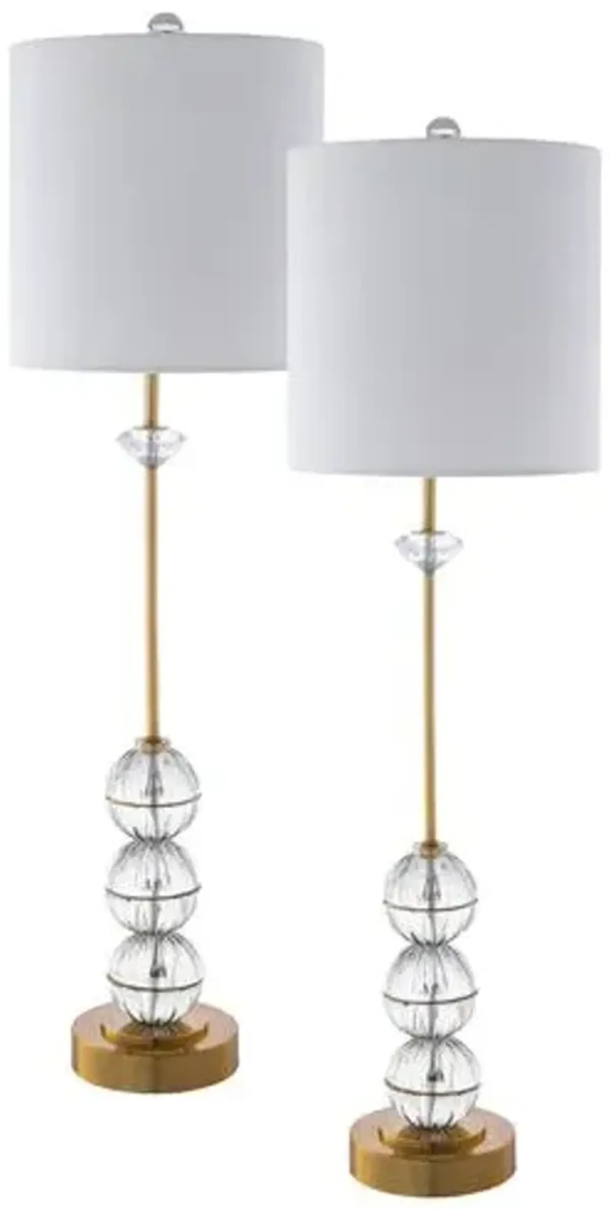 Set of 2 Gesina Buffet Table Lamps - Crystal/Brass - Clear