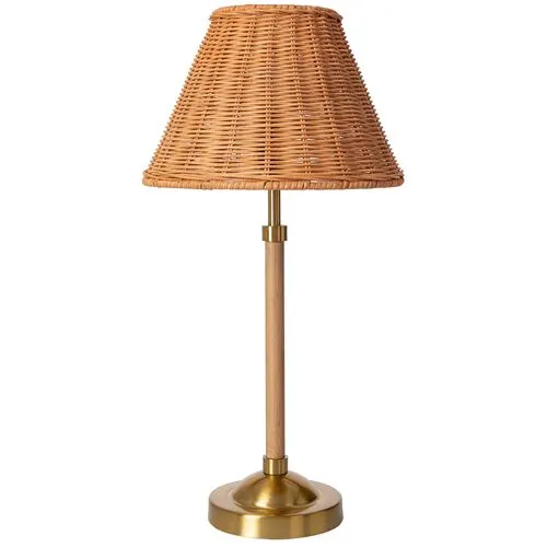 Jolie Rattan Accent Table Lamp - Natural/Gold - Brown - 20Hx10Wx10D in