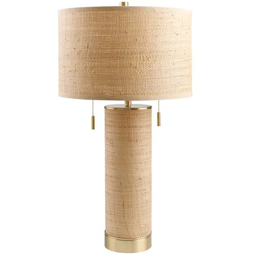 Malka Rattan Table Lamp - Tan/Gold - Multi