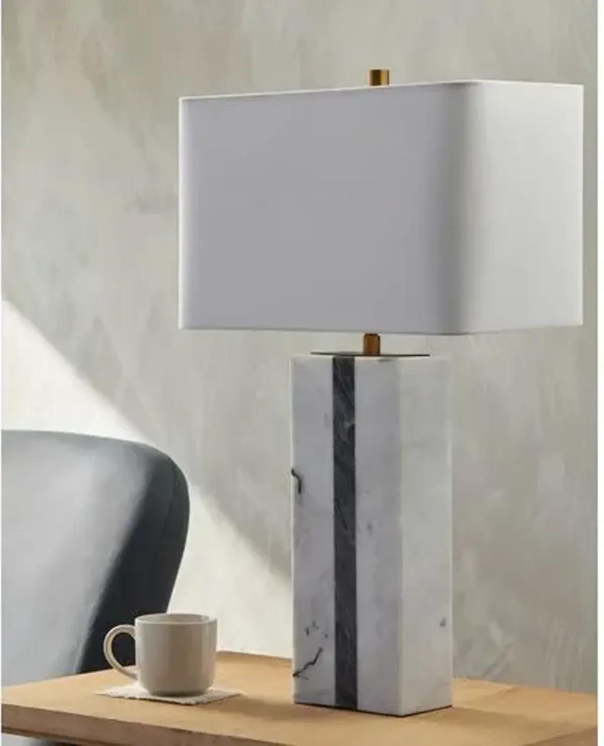 Carter Marble Table Lamp - Gray/White