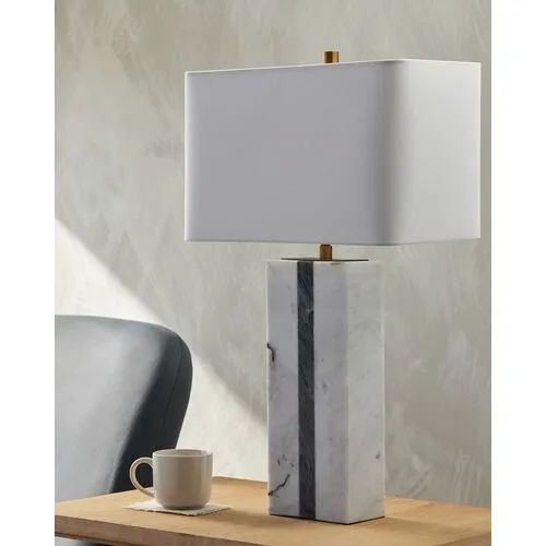 Tenley Marble Table Lamp - Gray/White