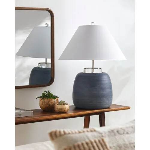 Zoya Porcelain Accent Table Lamp - Gray - 25Hx20Wx20D in