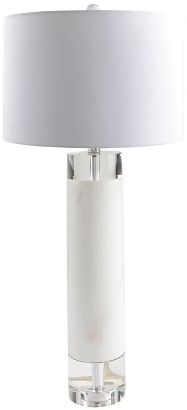 Wynter Marble Table Lamp - White/Clear Crystal