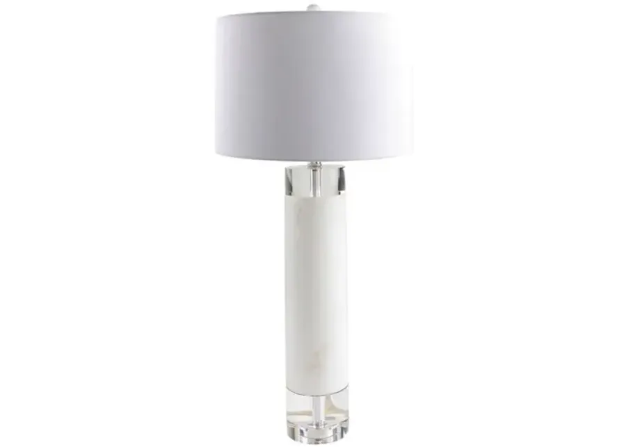 Wynter Marble Table Lamp - White/Clear Crystal