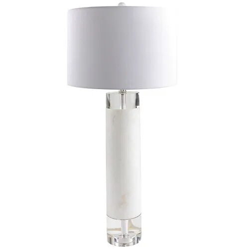 Wynter Marble Table Lamp - White/Clear Crystal