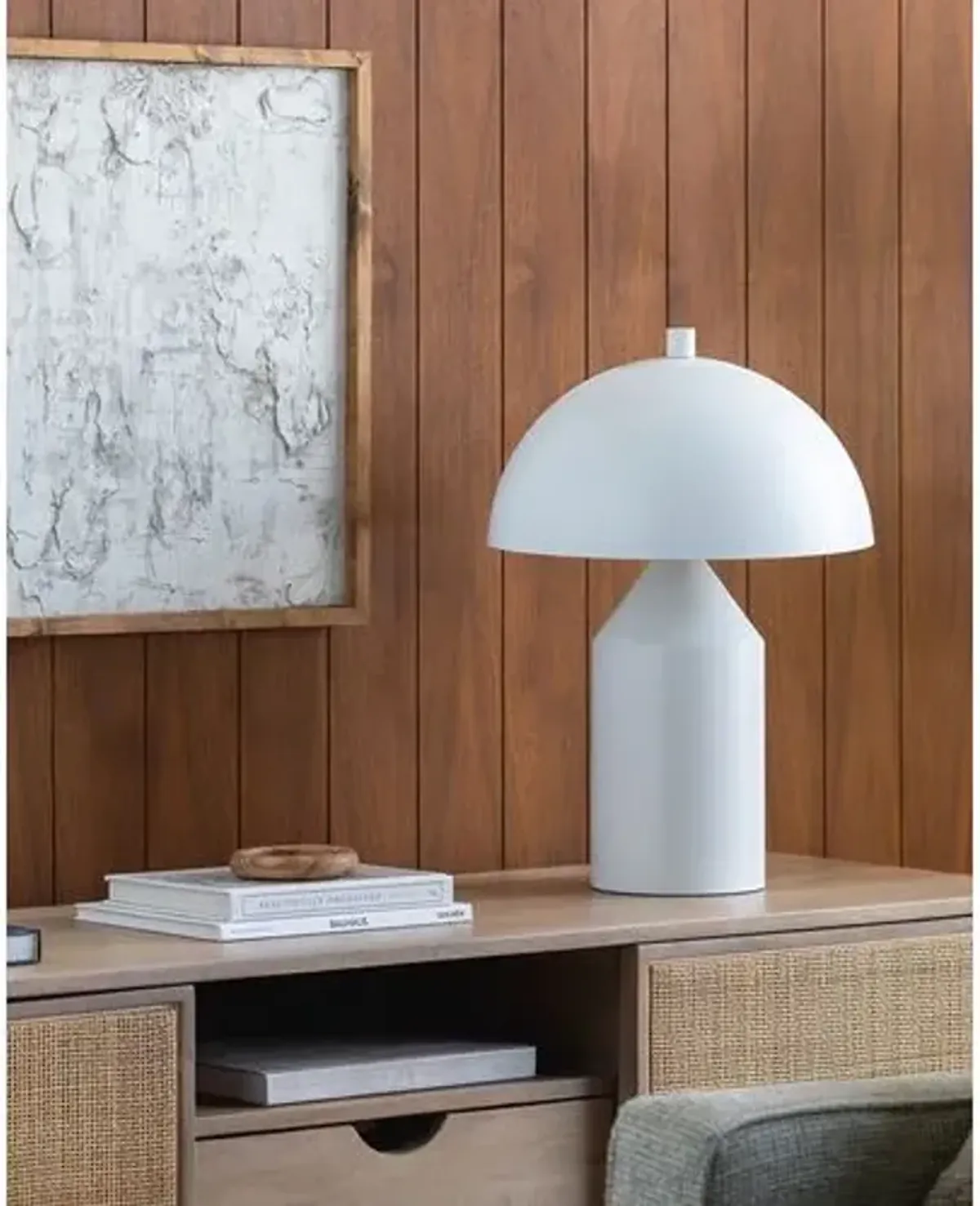 Wells Dome Table Lamp - White