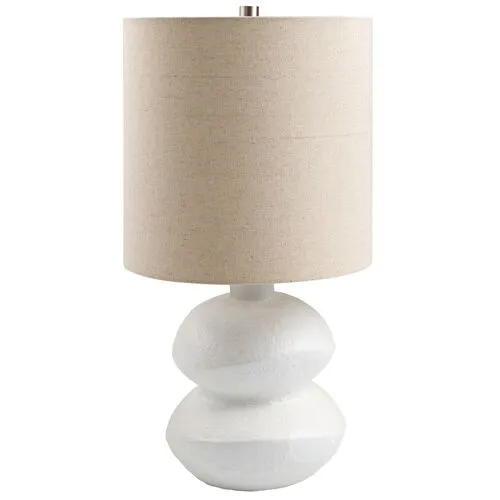 Deja Ceramic Accent Table Lamp - White/Wheat - 20Hx10Wx10D in