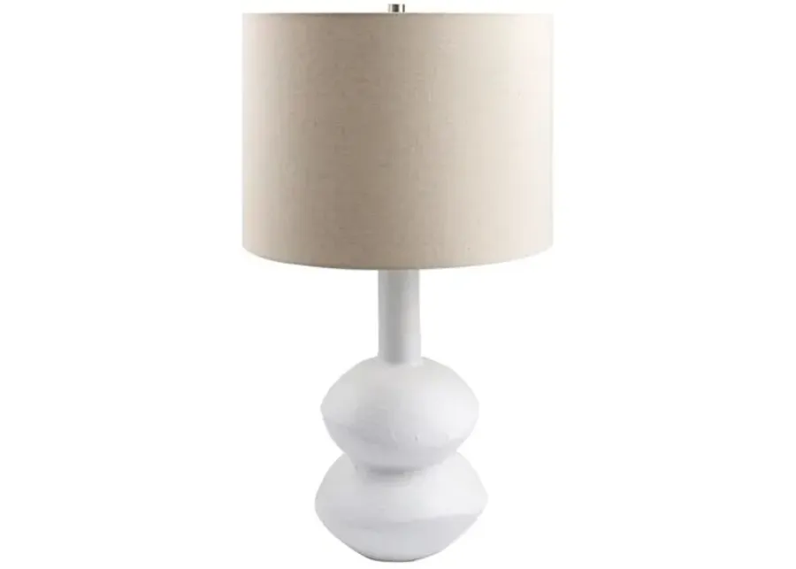 Emery Ceramic Table Lamp - White/Wheat