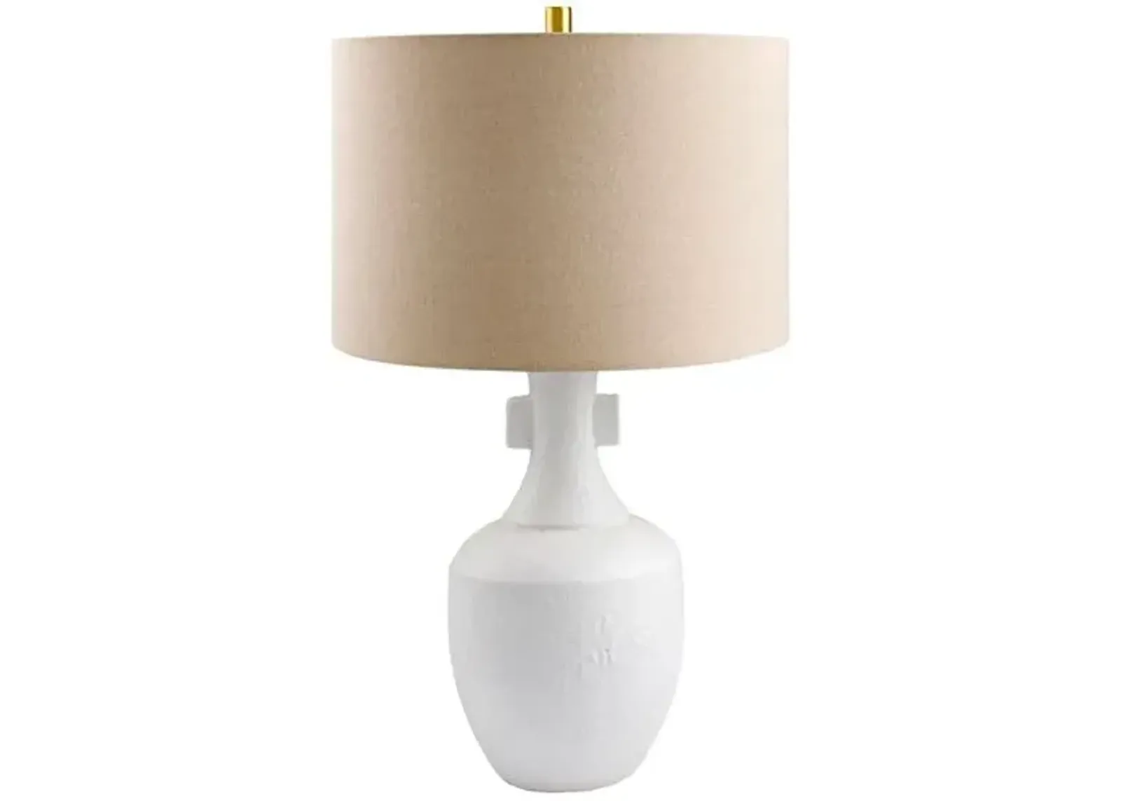 Londyn Ceramic Table Lamp - White/Wheat