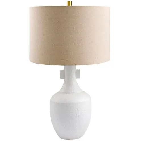 Londyn Ceramic Table Lamp - White/Wheat