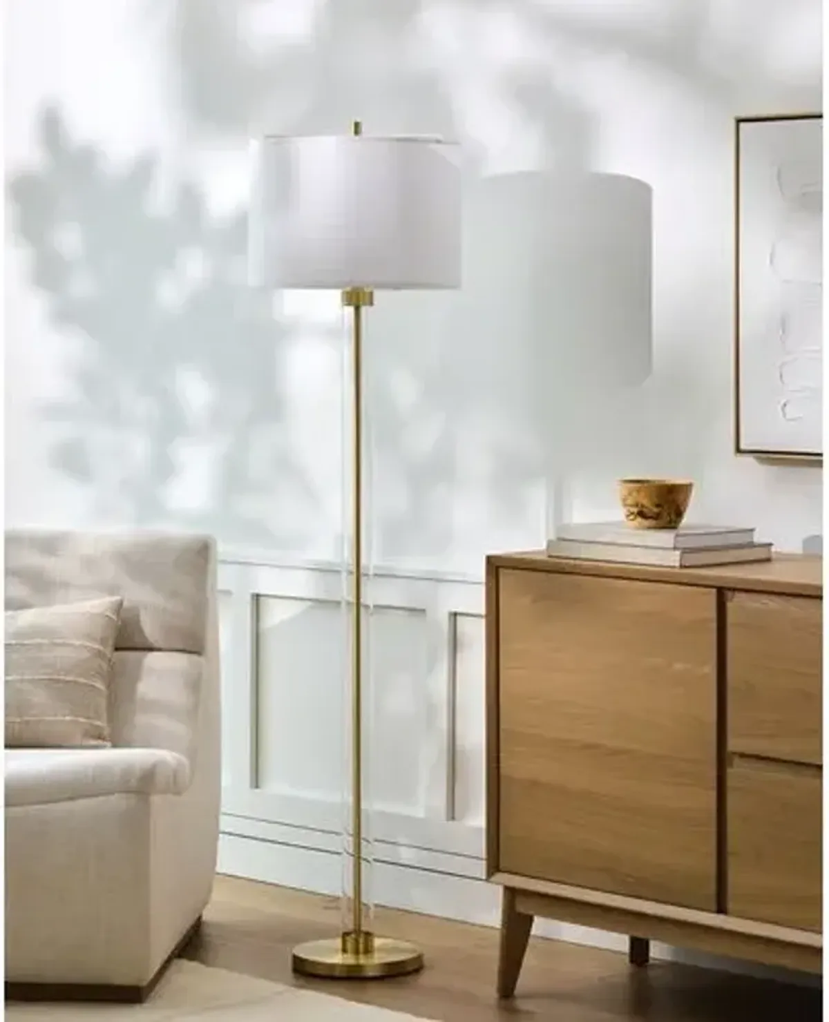 Jordy Glass Floor Lamp - Clear/Brass