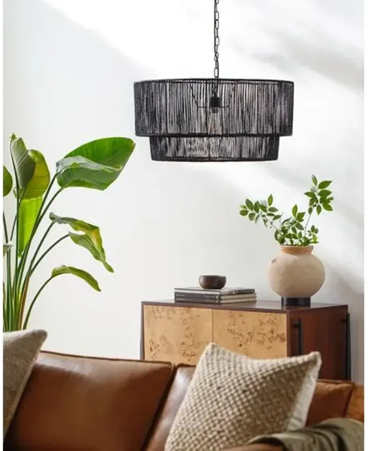 Como Rattan Pendant - Black