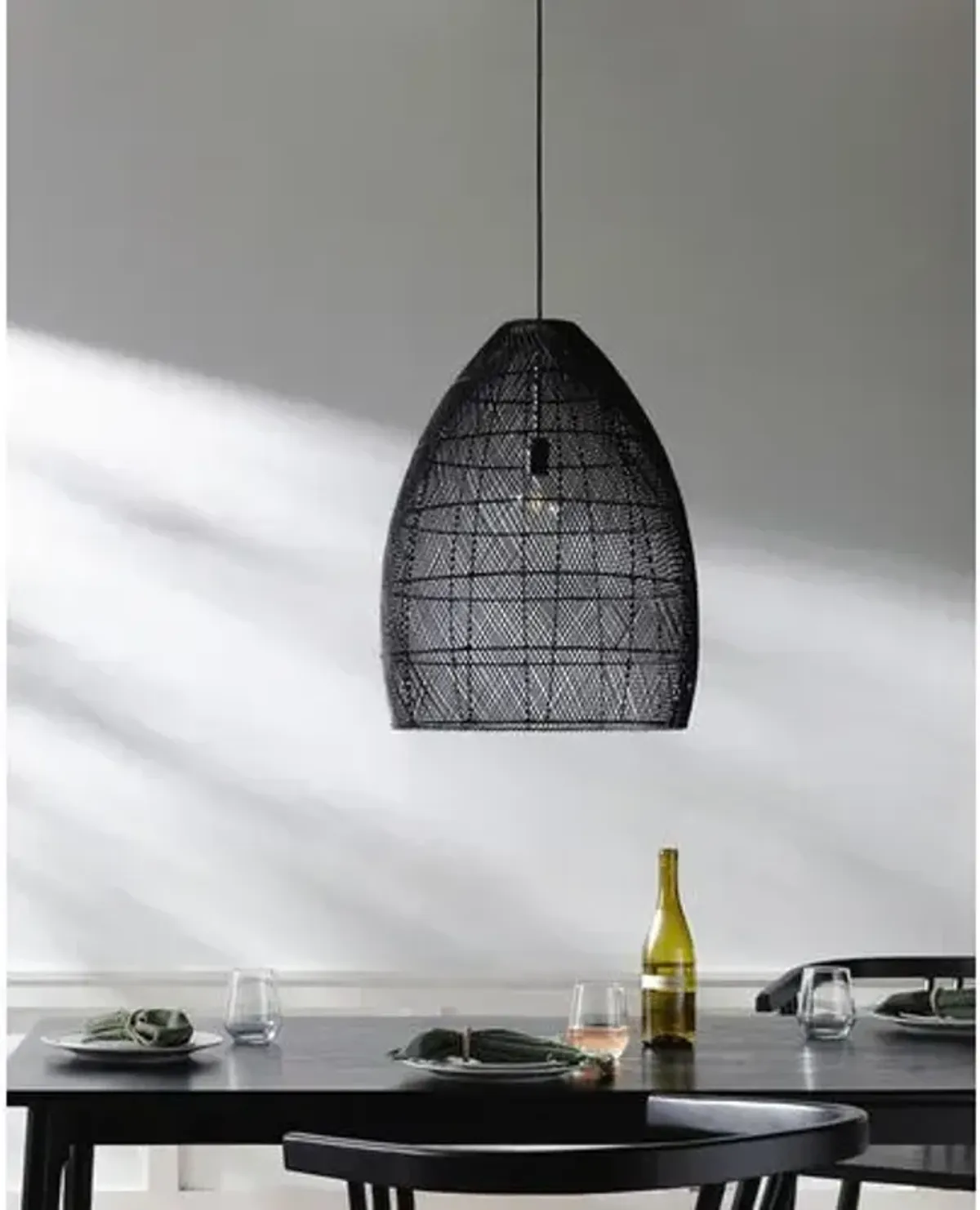 Kingston Rattan Pendant - Black