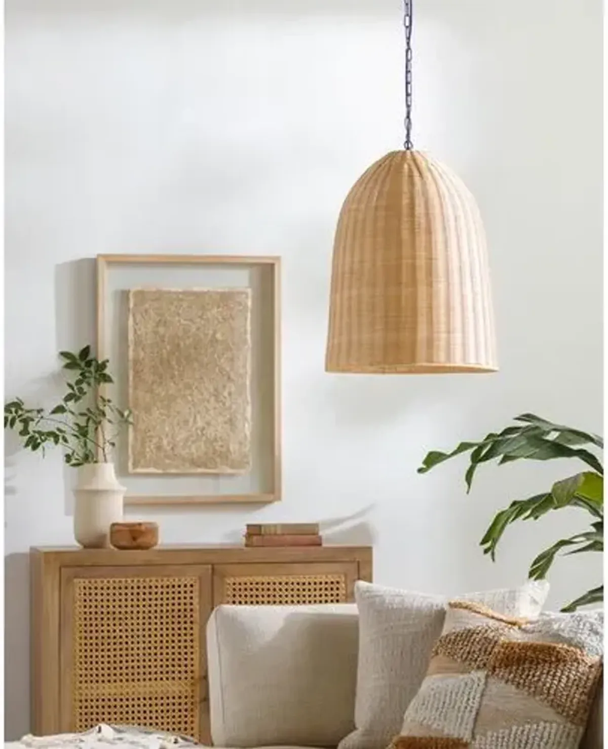 Brixley Rattan Dome Pendant - Beige