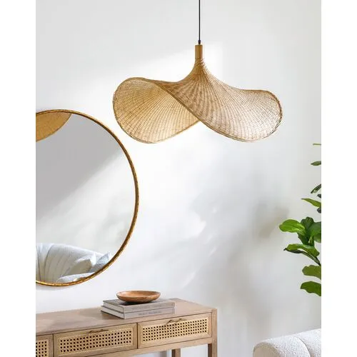 Bar Harbor Rattan Pendant - Natural - Brown