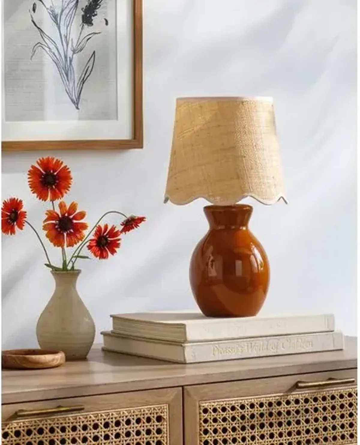 Gigi Accent Table Lamp - Red - 15Hx8Wx8D in