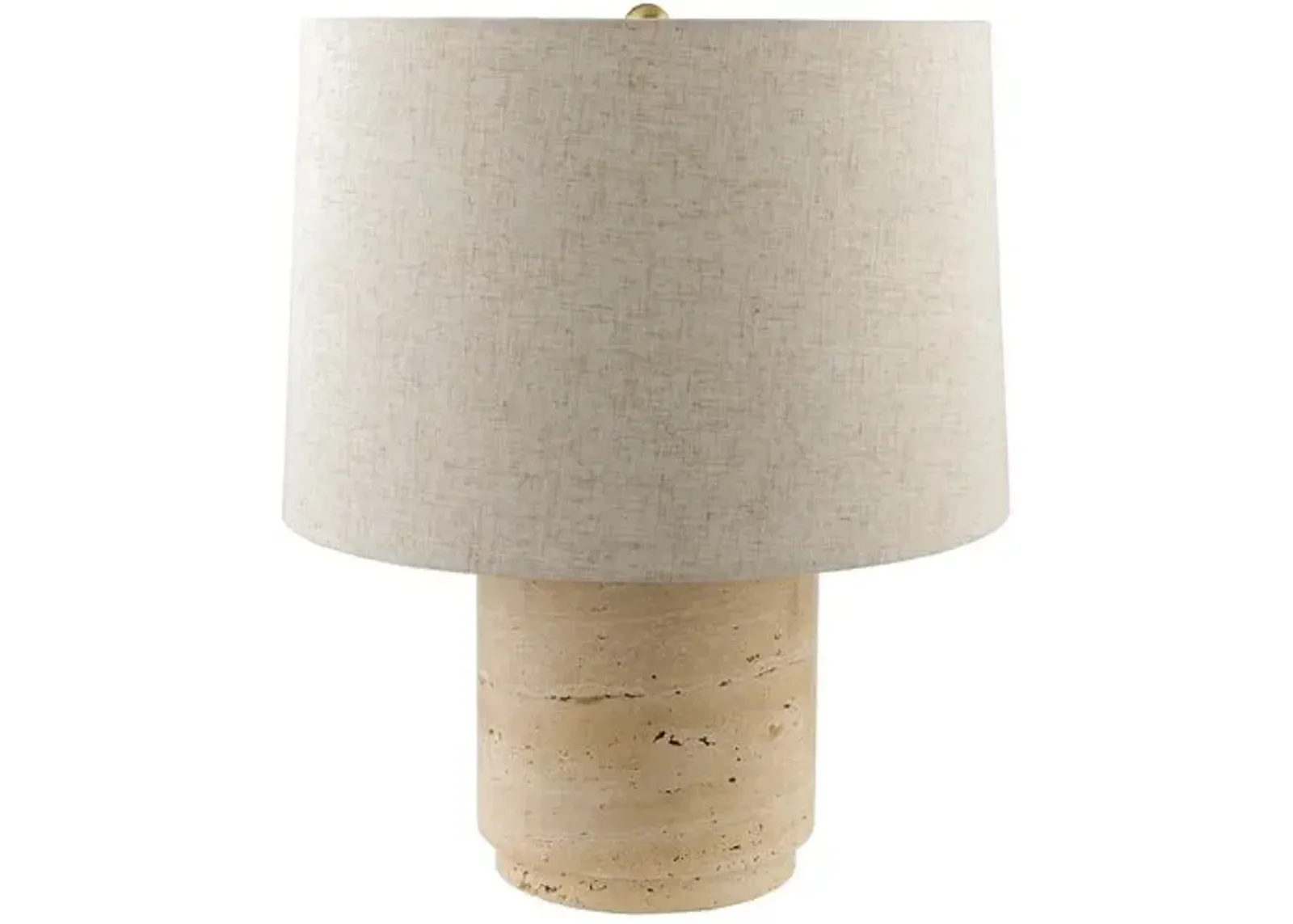 Krew Travertine Accent Table Lamp - Beige - 19Hx15Wx15D in