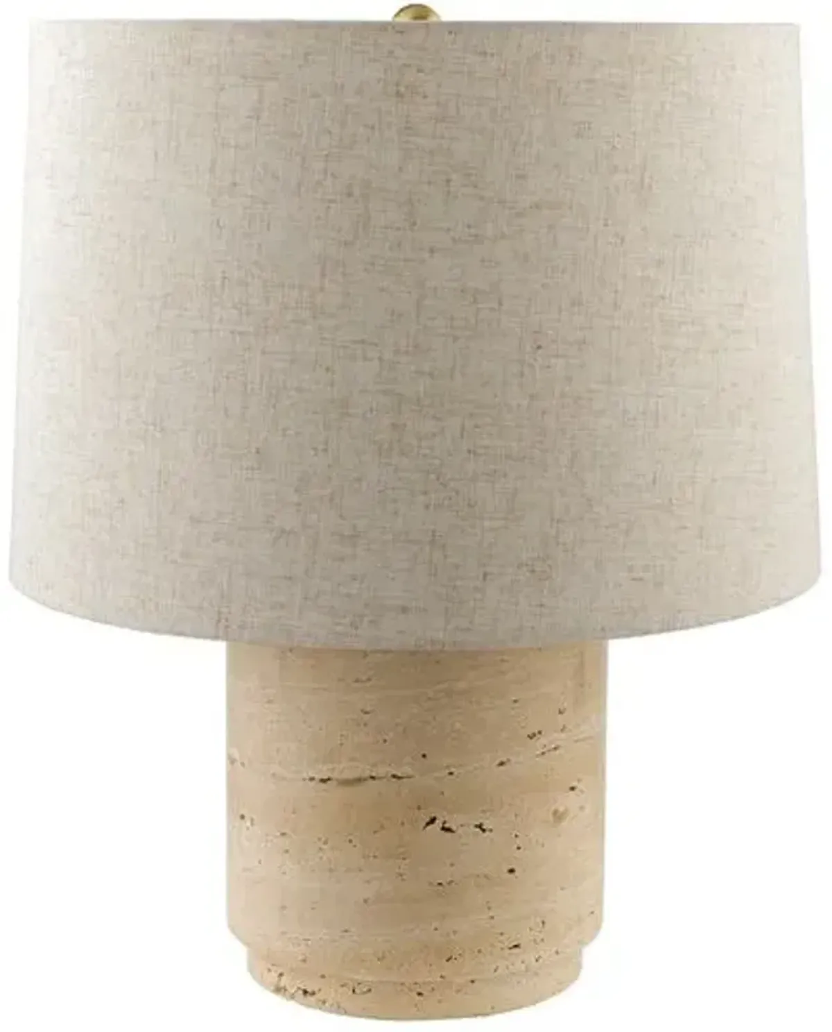 Krew Travertine Accent Table Lamp - Beige - 19Hx15Wx15D in