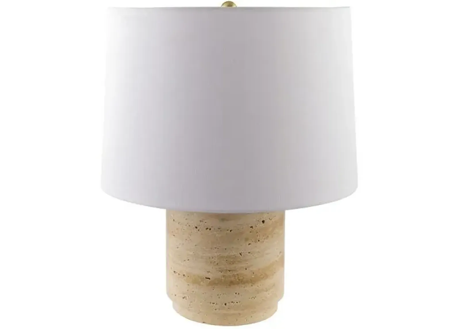 Krew Travertine Accent Table Lamp - Beige - 19Hx15Wx15D in