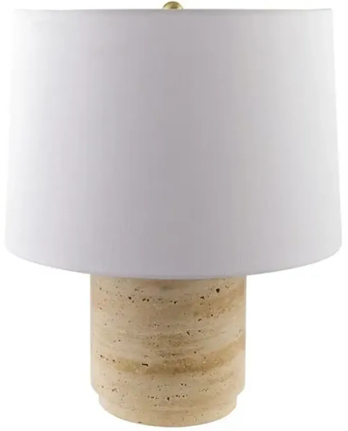 Krew Travertine Accent Table Lamp - Beige - 19Hx15Wx15D in