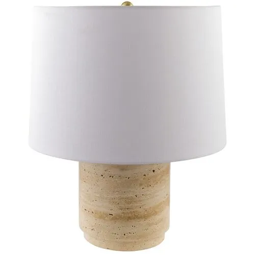 Krew Travertine Accent Table Lamp - Beige - 19Hx15Wx15D in