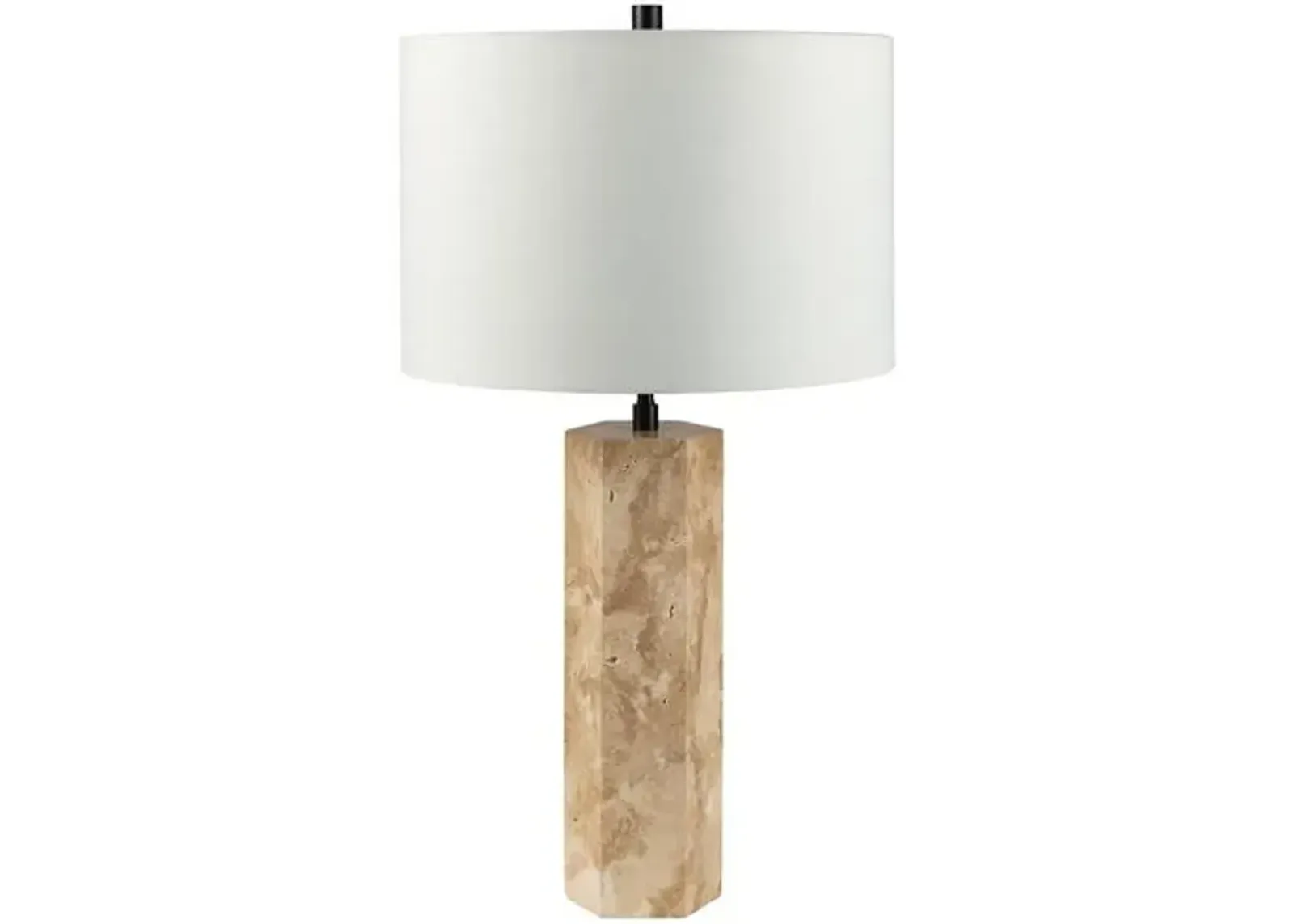 Kobe Table Lamp - Natural Travertine - White