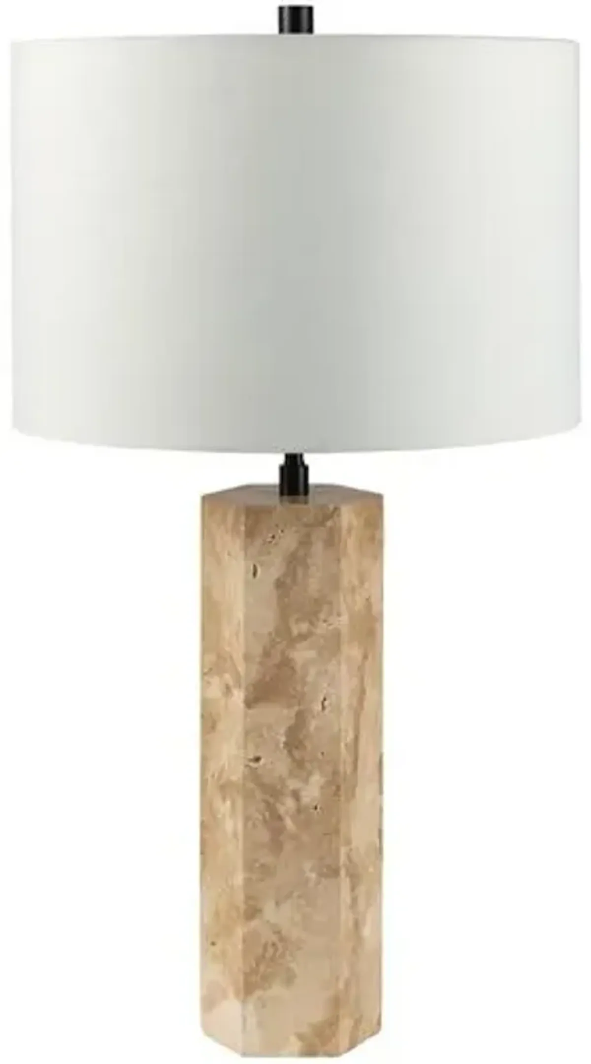 Kobe Table Lamp - Natural Travertine - White