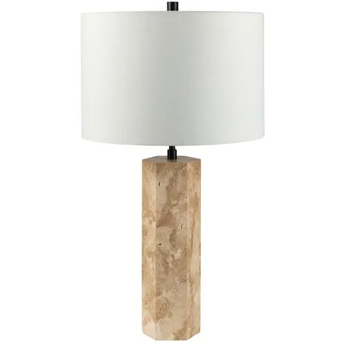 Kobe Table Lamp - Natural Travertine - White