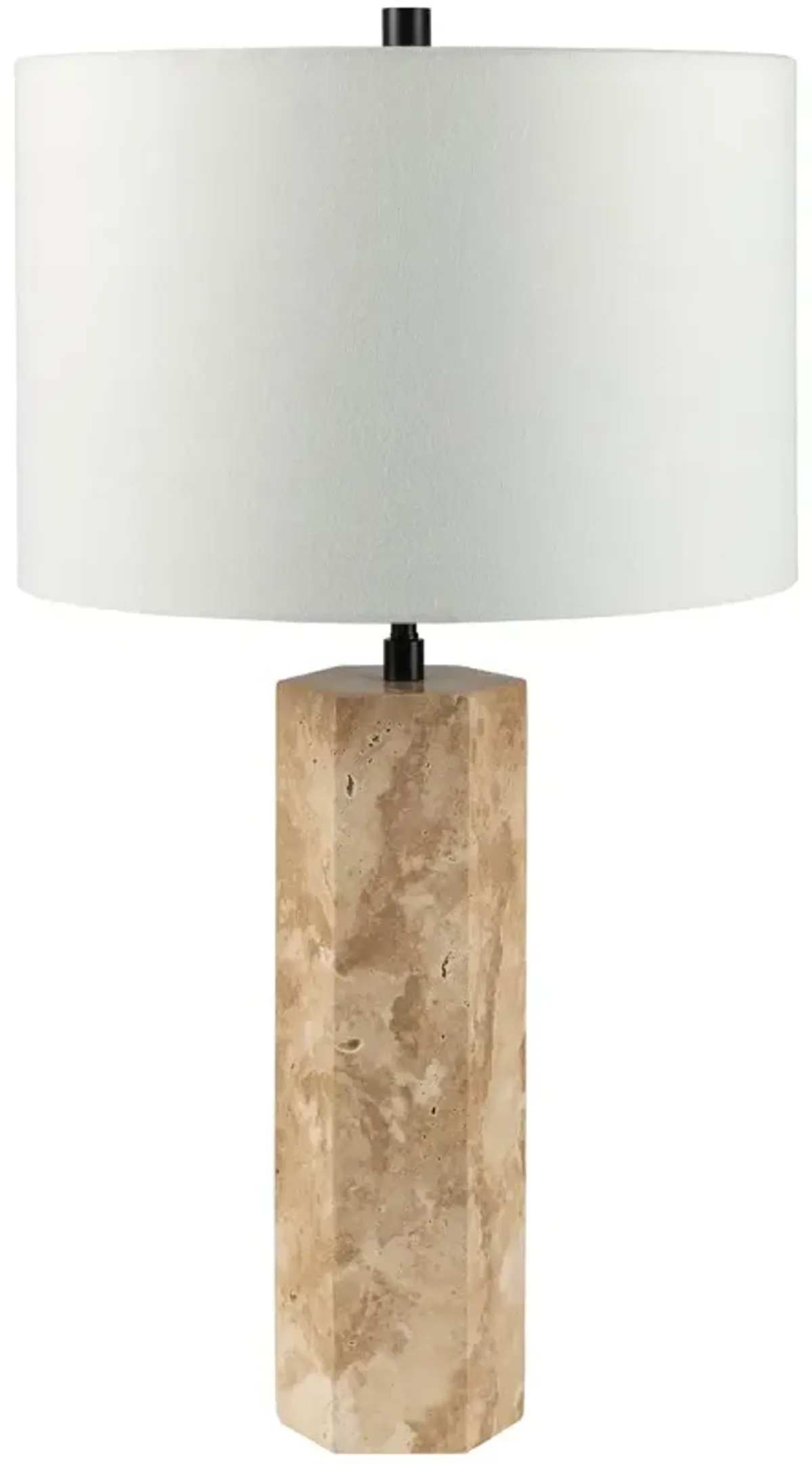 Kobe Table Lamp - Natural Travertine - White