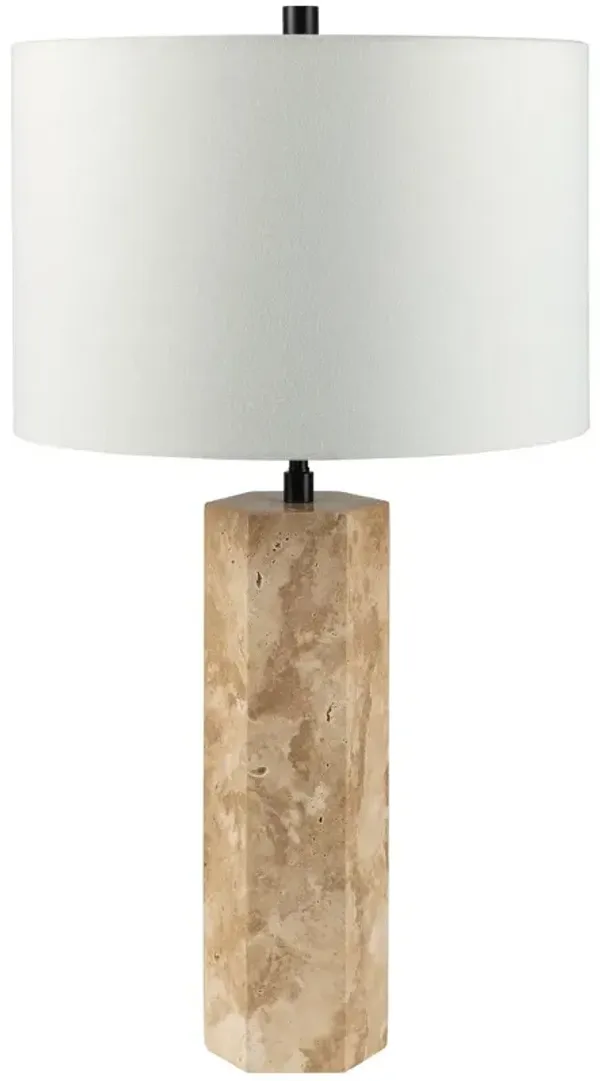 Kobe Table Lamp - Natural Travertine - White