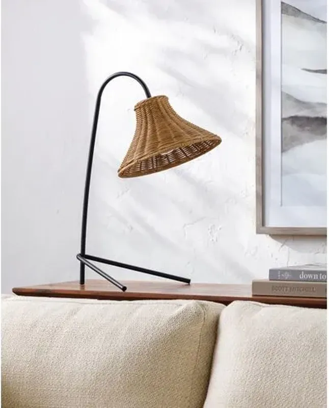 Tulum Rattan Table/Desk Lamp - Black/Natural