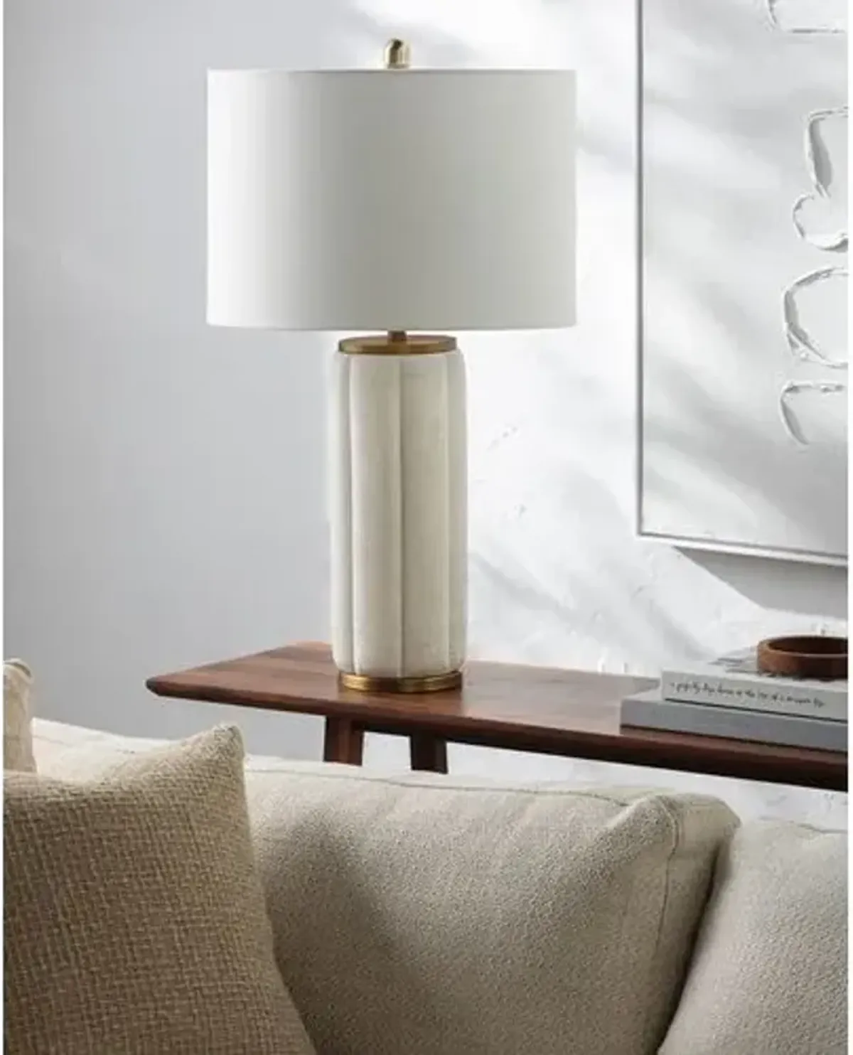 Ellory Textured Resin Table Lamp - White