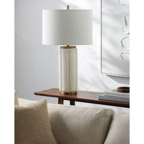 Ellory Textured Resin Table Lamp - White