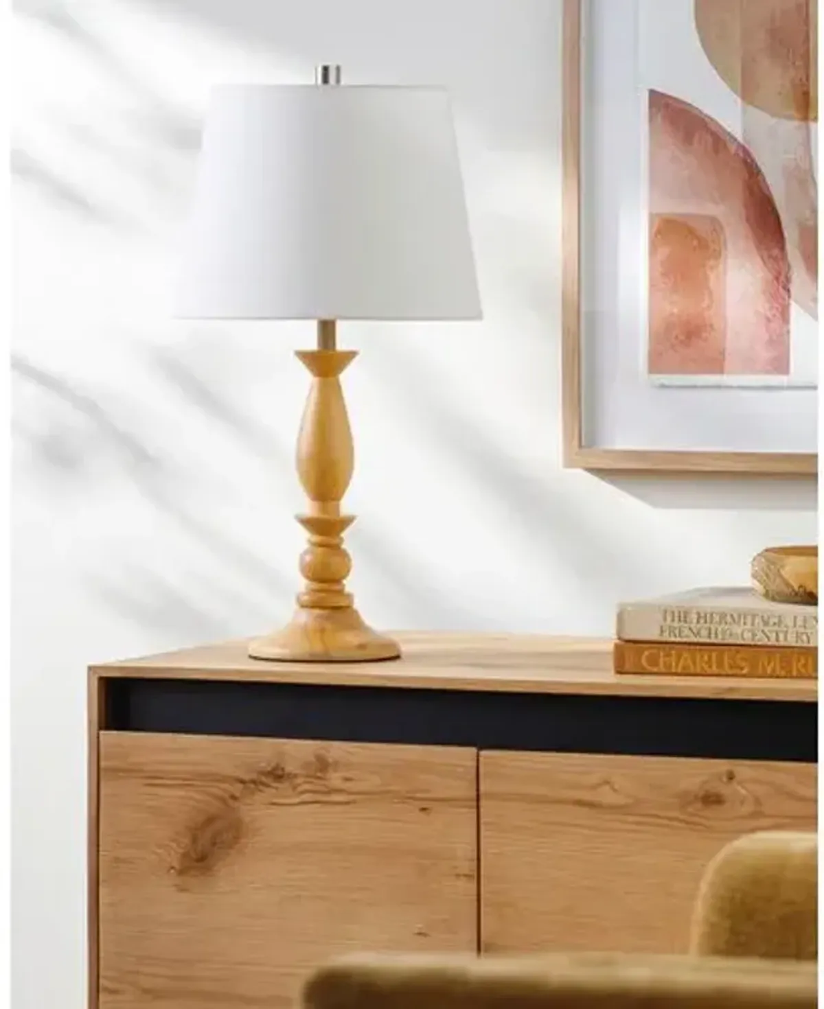 Edisto Painted Wood Table Lamp - Natural - Beige