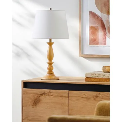 Edisto Painted Wood Table Lamp - Natural - Beige