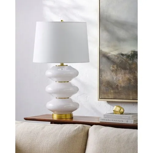 Fitz Painted Glass Table Lamp - White/Gold