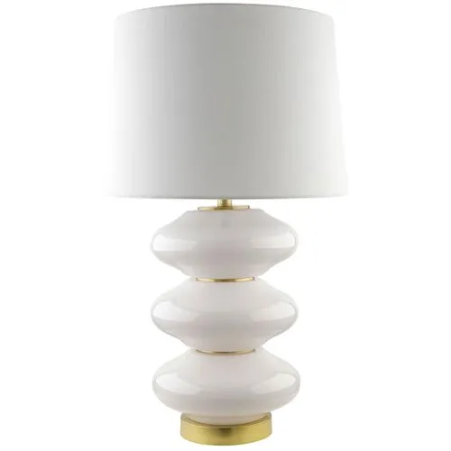 Fitz Painted Glass Table Lamp - White/Gold