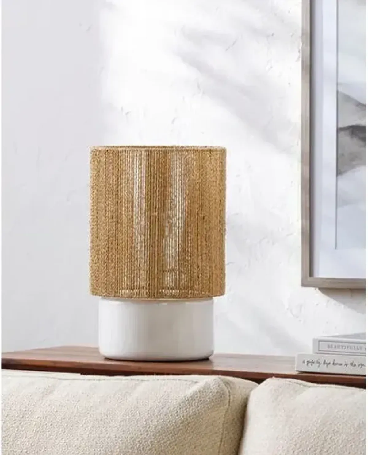 Jagger Accent Table Lamp - White/Natural - 14Hx9Wx9D in