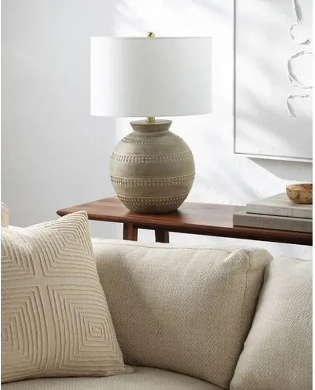 Cannon Painted Resin Table Lamp - Gray