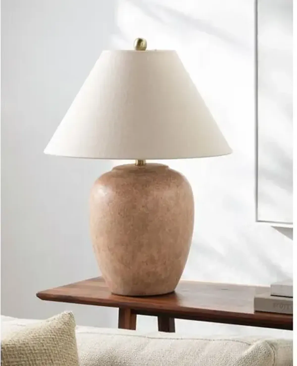 Koda Ceramic Table Lamp - Brown/Beige - Pink