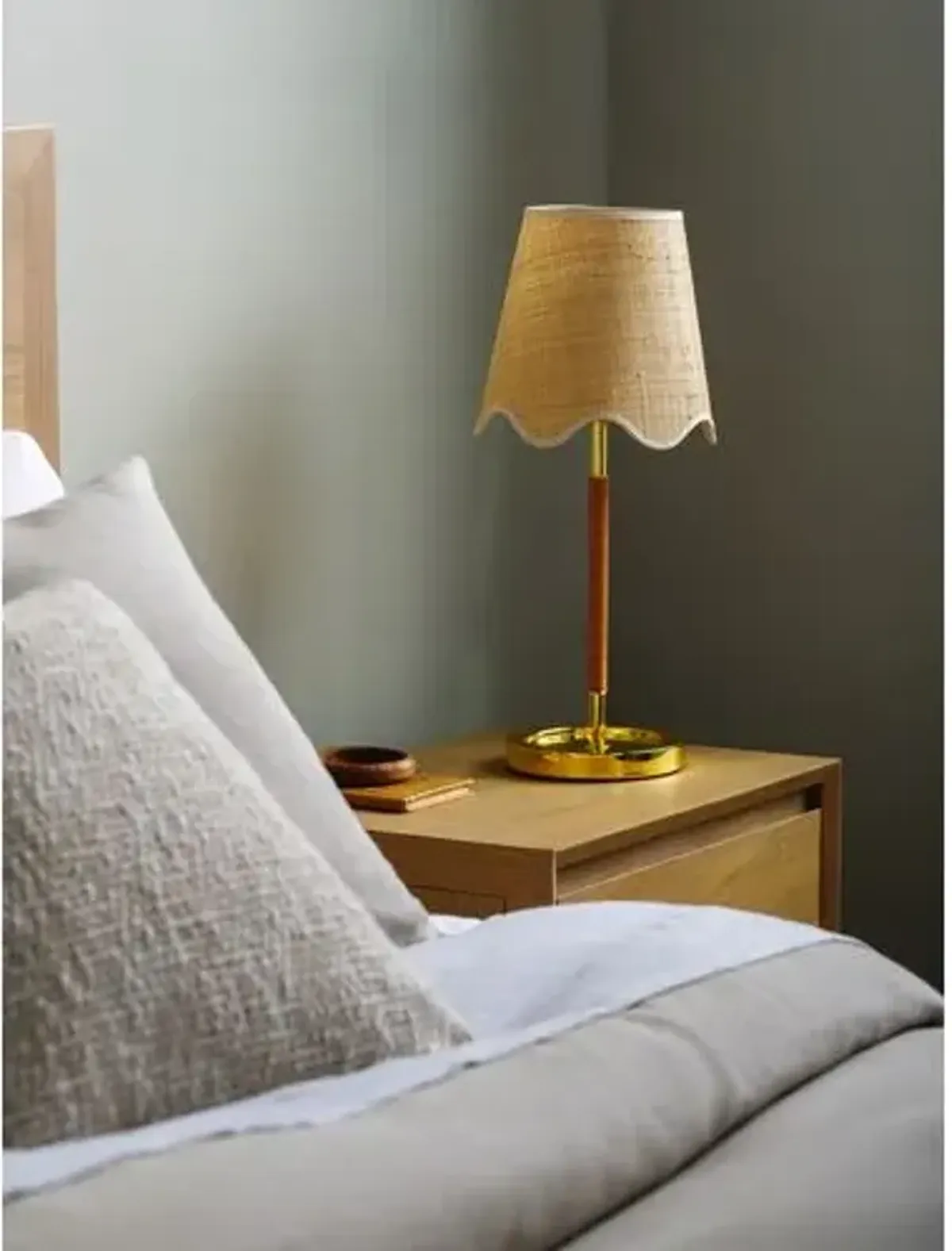 Kai Accent Table Lamp - Brass/Jute - Yellow - 22Hx9Wx9D in