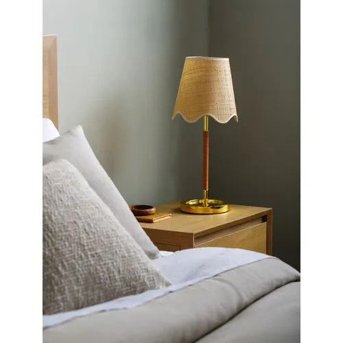 Kai Accent Table Lamp - Brass/Jute - Yellow - 22Hx9Wx9D in