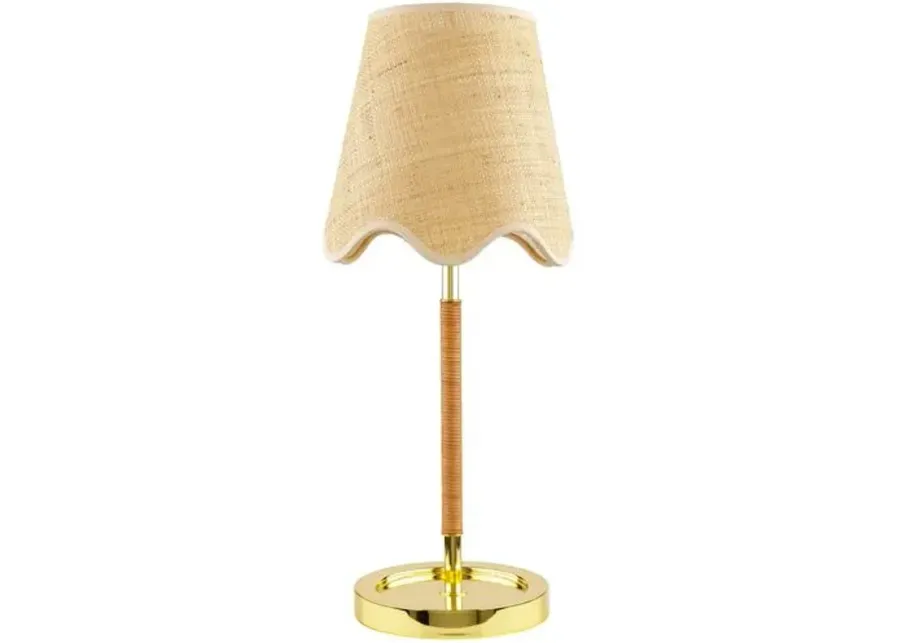 Kai Accent Table Lamp - Brass/Jute - Yellow - 22Hx9Wx9D in