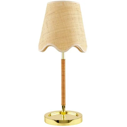 Kai Accent Table Lamp - Brass/Jute - Yellow - 22Hx9Wx9D in